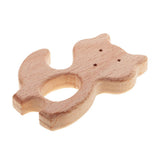 Maxbell Set of 4pc Wooden Teethers Handmade Wooden Bird Cat Teether Teethers Beech Wood Pendant
