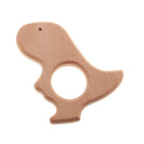 Maxbell 2 Pieces Fox Dinosaur Shape Natural Wooden Baby Teether Teething Toy Gifts