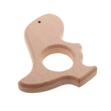 Maxbell 2 Pieces Fox Dinosaur Shape Natural Wooden Baby Teether Teething Toy Gifts