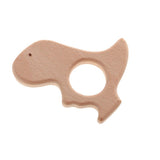 Maxbell 2 Pieces Fox Dinosaur Shape Natural Wooden Baby Teether Teething Toy Gifts