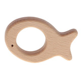 Maxbell Handmade Natural Wooden Animal Baby Teether Teething Toy Gift Fish
