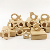 Maxbell Handmade Natural Wooden Animal Baby Teether Teething Toy Gift Fish
