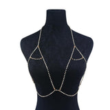Maxbell Fashion Sexy Crystal Beads Bra Body Chain Bikini Beach Body Jewelry gold