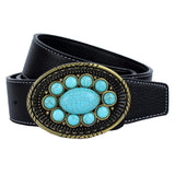 Vintage American Western Fiber Geniune Leather Belt Turquoise Beads Stone Indian Cowboy Cowgirl Fashion Vintage Belt 3.8cm