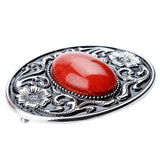 Tang Dynasty Design Flower&Glass Gorgeous Gemstone Belt Buckles Red