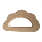 Maxbell 3 Pieces Natural Wooden Cloud Shape Baby Teether Teething Toy Shower Gift