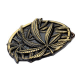 Classical Vintage Fashion Novelty Natural Lots Carved Embossed Floral Vividly Leaves Design Oval Unisex Bronze Belt Buckle