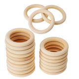 Maxbell 70pcs Handmade Natural Unfinished Wooden Teething Wood DIY Loose Beads Baby Teether Rings
