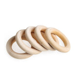 Maxbell 70pcs Handmade Natural Unfinished Wooden Teething Wood DIY Loose Beads Baby Teether Rings