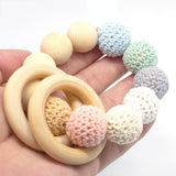 Maxbell 70pcs Handmade Natural Unfinished Wooden Teething Wood DIY Loose Beads Baby Teether Rings