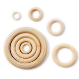 Maxbell 20pcs Wood Teething Rings Wooden Teething Ring Gift Set Organic Infant Baby Showing Toys DIY 60mm