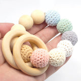 Maxbell 20pcs Wood Teething Rings Wooden Teething Ring Gift Set Organic Infant Baby Showing Toys DIY 60mm