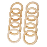 Maxbell 20pcs Wood Teething Rings Wooden Teething Ring Gift Set Organic Infant Baby Showing Toys DIY 60mm