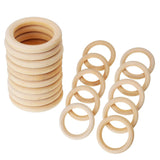 Maxbell 20pcs Wood Teething Rings - 55mm Unfinished Wooden Rings - DIY Maple Teething Ring Round DIY Toys for Baby Smooth