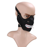 Spooky Zipper Teeth Black PU Leather Half Face Mask Motorcycle Rider Gothic Steampunk Mask Windproof Dustproof Mask