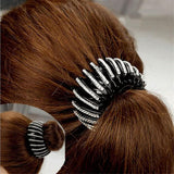 Plastic Double Rows Ponytail Holder Crystal Hair Clips Hairpieces Color 1