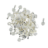 Maxbell 100 Pieces Shiny Silver White Plated Heart Glue on Bails Setting For Necklaces Earring Pendant Jewelry Design