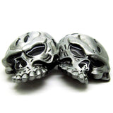 Western Belt Buckle Novelty 3D Double Skull Head Antique Silver Punk Cool Men Biker