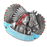 Vintage Sitting Bull Indian Chief Horse Belt Buckle Eagle Wings Native American