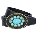 Turquoise Leather Belt Indian Cowboy Cowgirl Fashion Vintage Belt Black