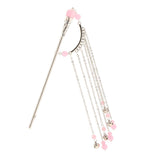 Ancient Chinese Cosplay Drama Hair Stick Pin Tassel Bell Bead Pink