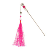 Women Fringed Hair Stick Pin Fringed Tassels Hair Accessories Rose Red