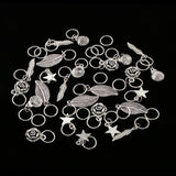 35pcs Hip hop Metal Assorted Style Flower Shell Leaf Hair Braid Rings Pendants Pin Loops Headband Hair Accessories