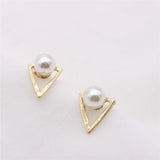 Maxbell Simple Creative Geometric Stud Earrings Faux  Pearl Earring Wedding Jewelry