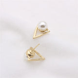 Maxbell Simple Creative Geometric Stud Earrings Faux  Pearl Earring Wedding Jewelry