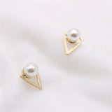 Maxbell Simple Creative Geometric Stud Earrings Faux  Pearl Earring Wedding Jewelry