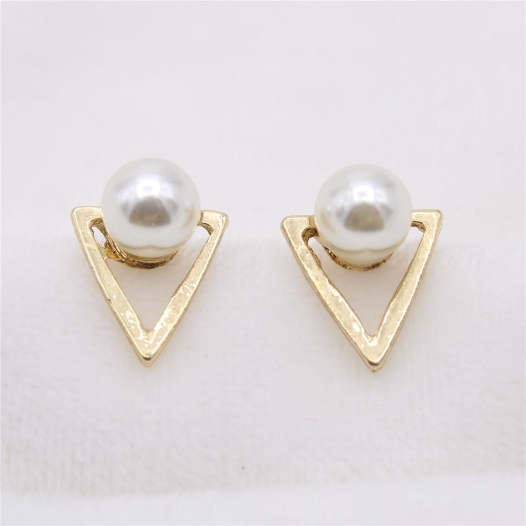 Maxbell Simple Creative Geometric Stud Earrings Faux  Pearl Earring Wedding Jewelry