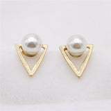 Maxbell Simple Creative Geometric Stud Earrings Faux  Pearl Earring Wedding Jewelry