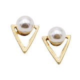 Maxbell Simple Creative Geometric Stud Earrings Faux  Pearl Earring Wedding Jewelry