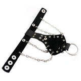 Maxbell Mens Gothic Alloy Spike Skeleton Hand Wrap Leather Cuff Finger Ring Bracelet