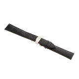 Maxbell Leather Watch Band Butterfly Deployment Clasp Buckle Black 20mm