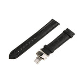 Maxbell Leather Watch Band Butterfly Deployment Clasp Buckle Black 20mm