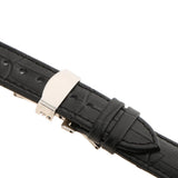 Maxbell Leather Watch Band Butterfly Deployment Clasp Buckle Black 20mm