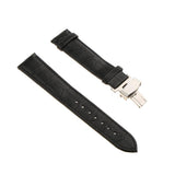 Maxbell Leather Watch Band Butterfly Deployment Clasp Buckle Black 20mm