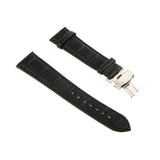 Maxbell Leather Watch Band Butterfly Deployment Clasp Buckle Black 22mm