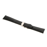 Maxbell Leather Watch Band Butterfly Deployment Clasp Buckle Black 22mm