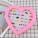 Maxbell 36 Pairs Cute Stud Set Love Heart Box Girls Imitation Zircon Earring Studs