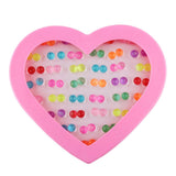 Maxbell 36 Pairs Cute Stud Set Love Heart Box Lady Girls Crystal Ball Earring Studs