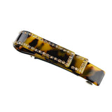 Leopard Pattern Crystal Spring Hair Clip Barrette Ponytail Clip Dark Brown