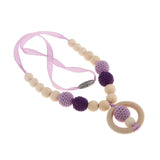 Maxbell Wood Crochet Beads Necklace Teether Baby Chew Grasping Toy Purple