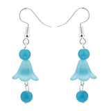 Maxbell 1 Set Ancient Chinese Hair Clip Tassel Ribbon Flower Drop Earring Lake Blue