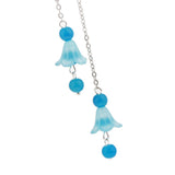 Maxbell 1 Set Ancient Chinese Hair Clip Tassel Ribbon Flower Drop Earring Lake Blue