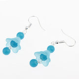 Maxbell 1 Set Ancient Chinese Hair Clip Tassel Ribbon Flower Drop Earring Lake Blue