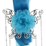 Maxbell 1 Set Ancient Chinese Hair Clip Tassel Ribbon Flower Drop Earring Lake Blue