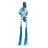 Maxbell 1 Set Ancient Chinese Hair Clip Tassel Ribbon Flower Drop Earring Lake Blue