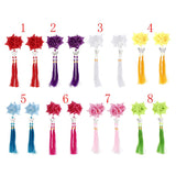 2 Pieces Fbaric Flower Butterfly Tassel Hair Clip Hair Accessories Red